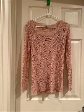 Charlotte Russe Blush Pink Open-Knit Scoop Neck Sweater
